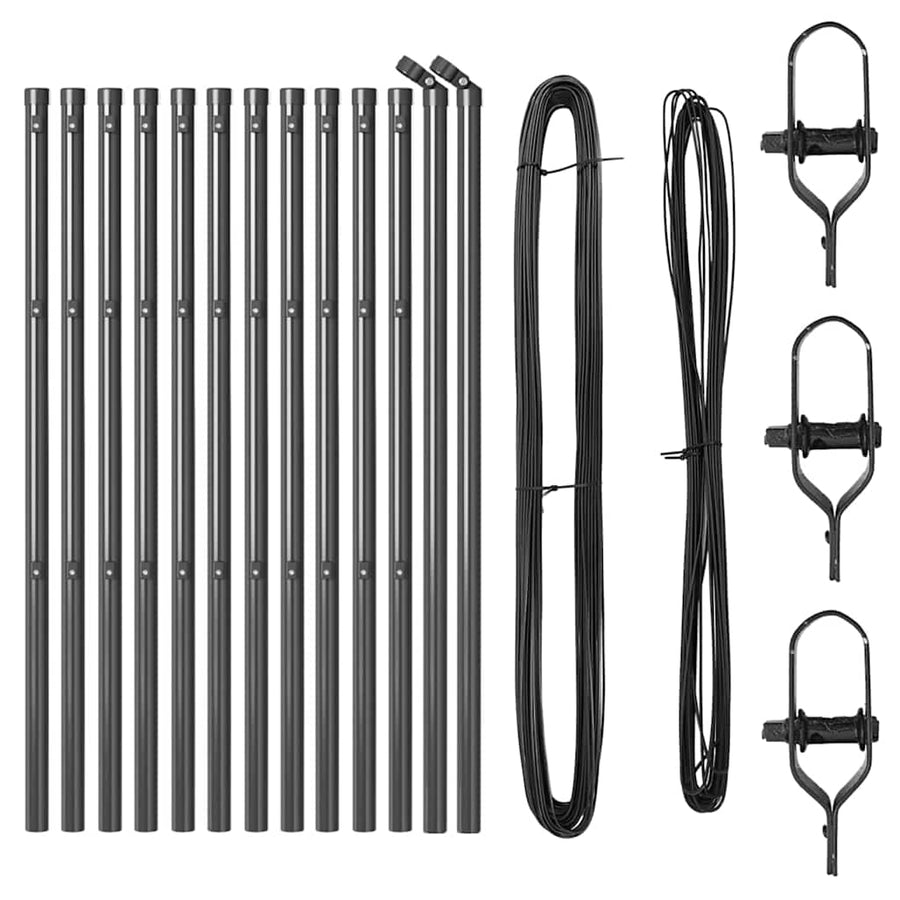 Afrasteringspaal 13 pcs Grijs Staal