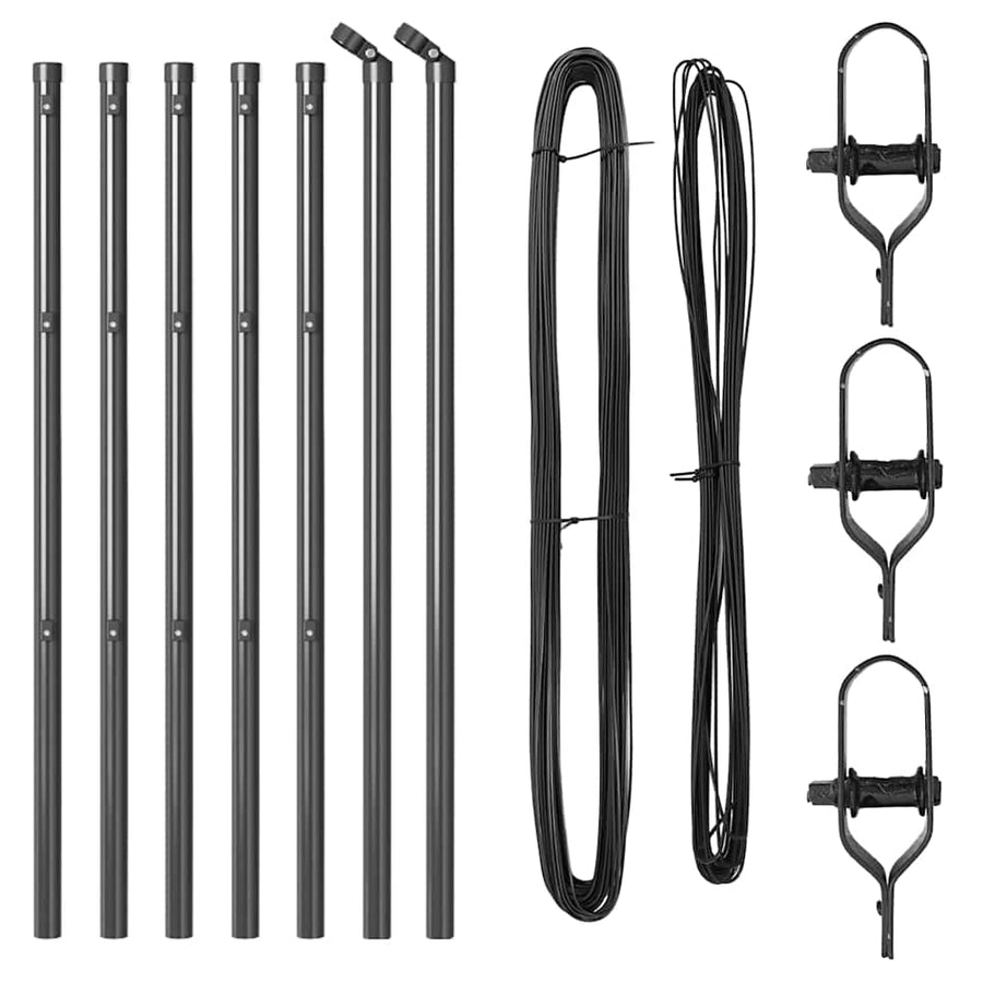 Afrasteringspaal 7 pcs Grijs Staal