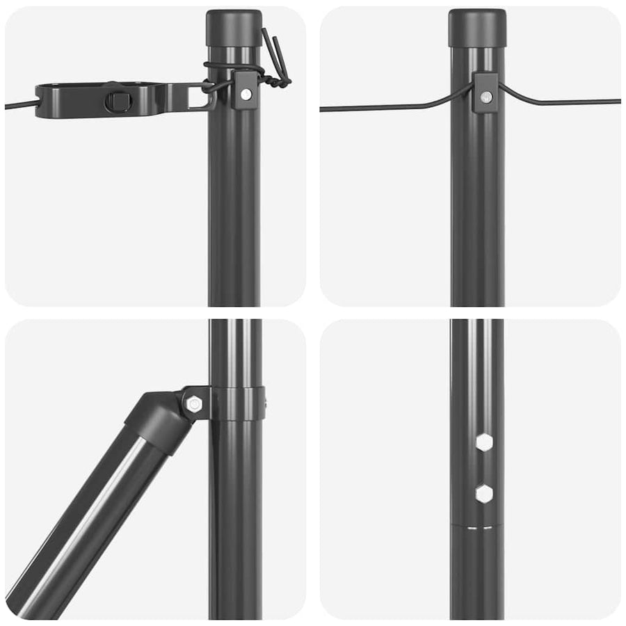 Afrasteringspaal 7 pcs Grijs Staal