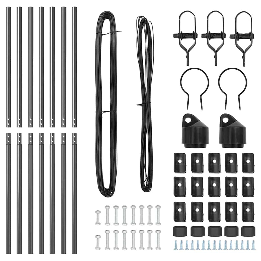 Afrasteringspaal 7 pcs Grijs Staal