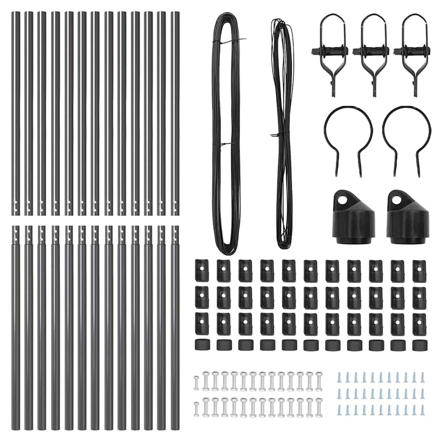 Afrasteringspaal 13 pcs Grijs Staal