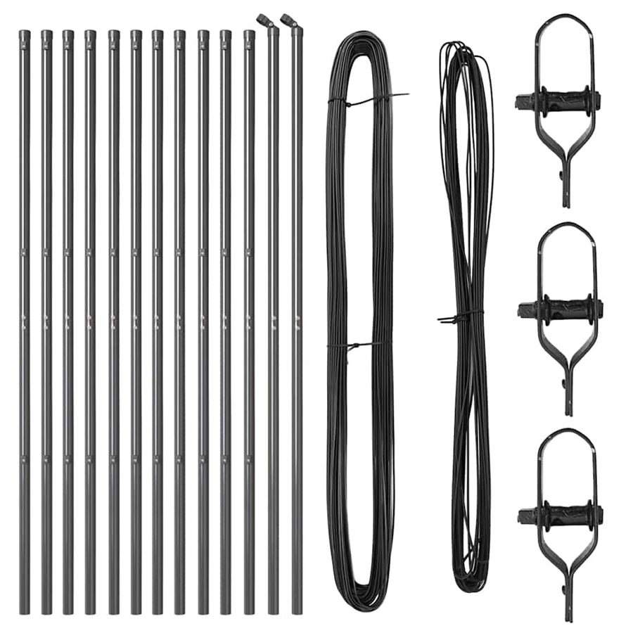 Afrasteringspaal 13 pcs Grijs Staal