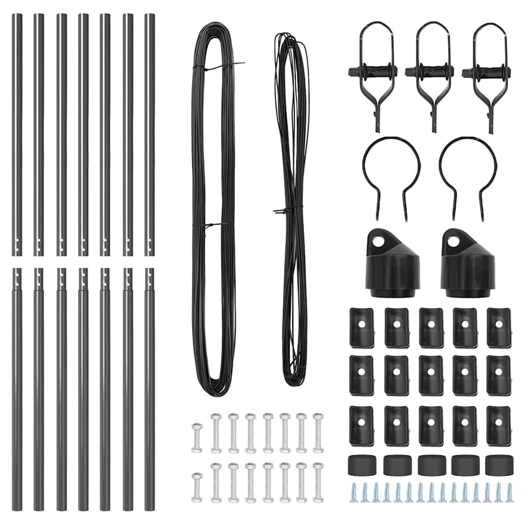 Afrasteringspaal 7 pcs Grijs Staal
