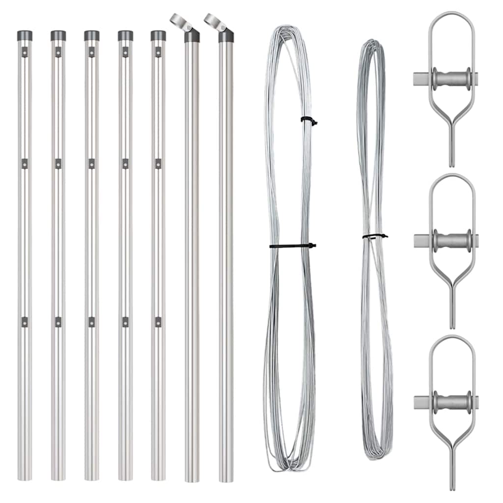 Afrasteringspaal 7 pcs Zilver Staal