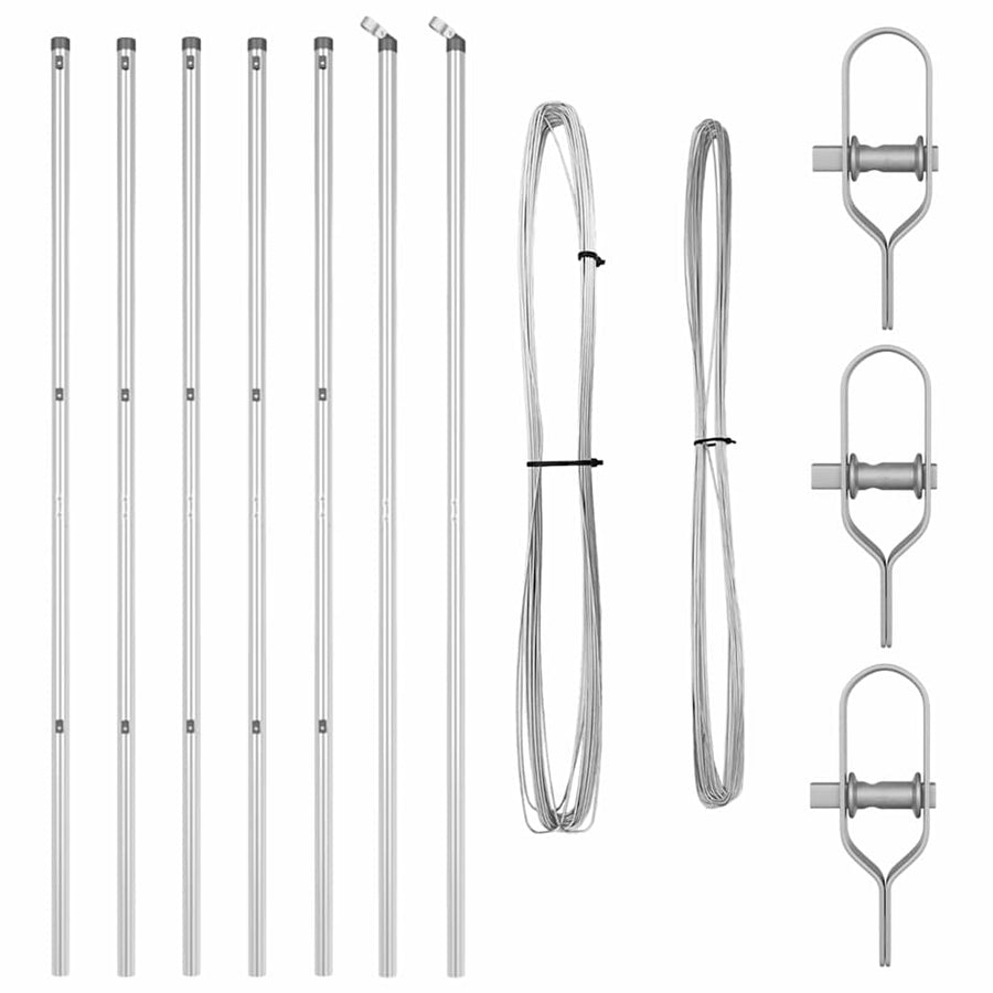 Afrasteringspaal 7 pcs Zilver Staal