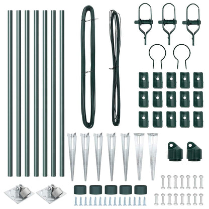 Afrasteringspaal 7 pcs Groen Staal