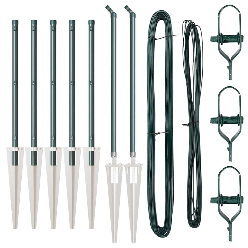 Afrasteringspaal 7 pcs Groen Staal
