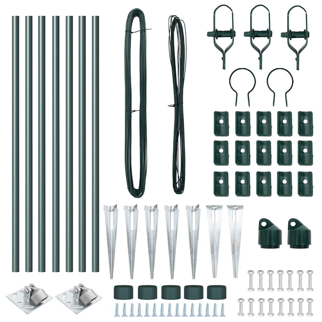 Afrasteringspaal 7 pcs Groen Staal