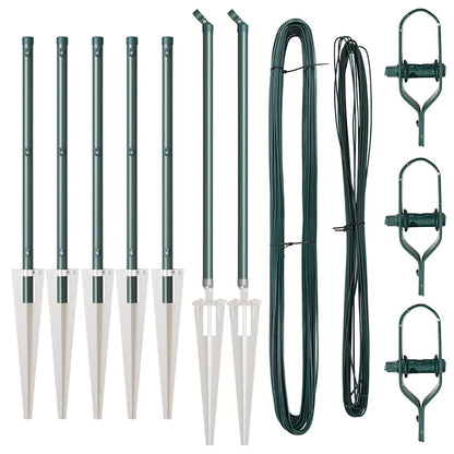 Afrasteringspaal 7 pcs Groen Staal