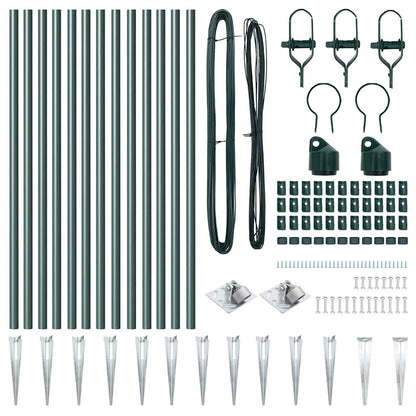 Afrasteringspaal 13 pcs Groen Staal