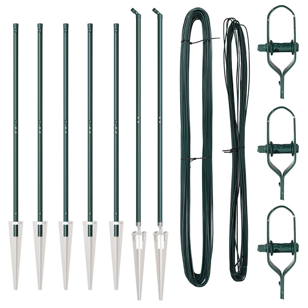 Afrasteringspaal 7 pcs Groen Staal