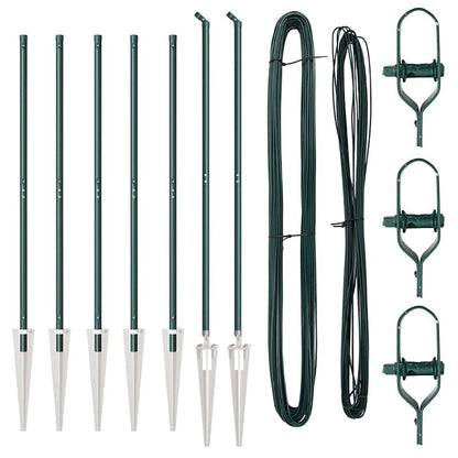 Afrasteringspaal 7 pcs Groen Staal