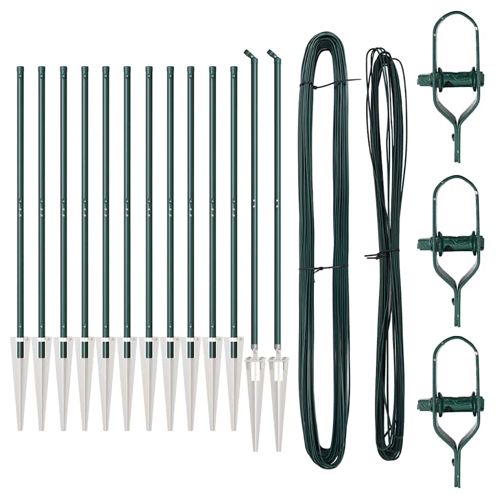Afrasteringspaal 13 pcs Groen Staal