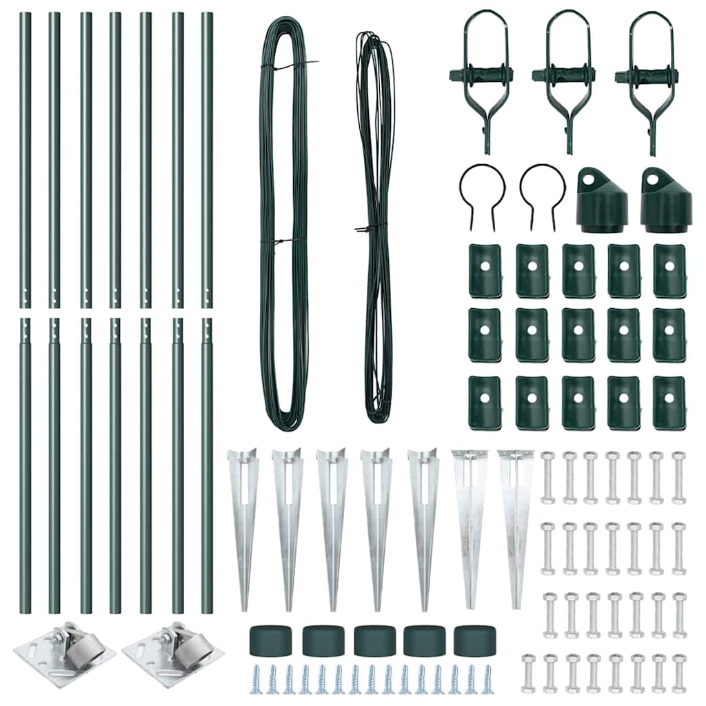 Afrasteringspaal 7 pcs Groen Staal