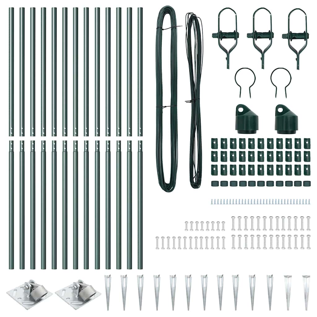 Afrasteringspaal 13 pcs Groen Staal