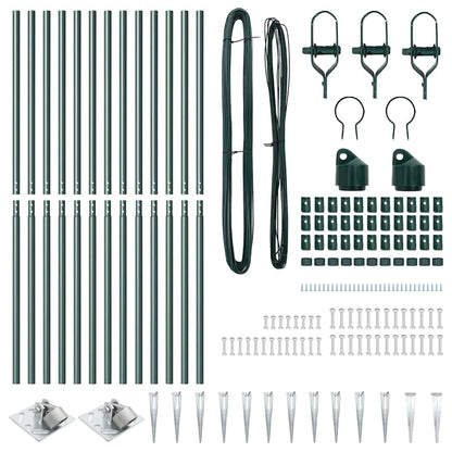Afrasteringspaal 13 pcs Groen Staal