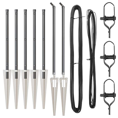 Afrasteringspaal 7 pcs Grijs Staal