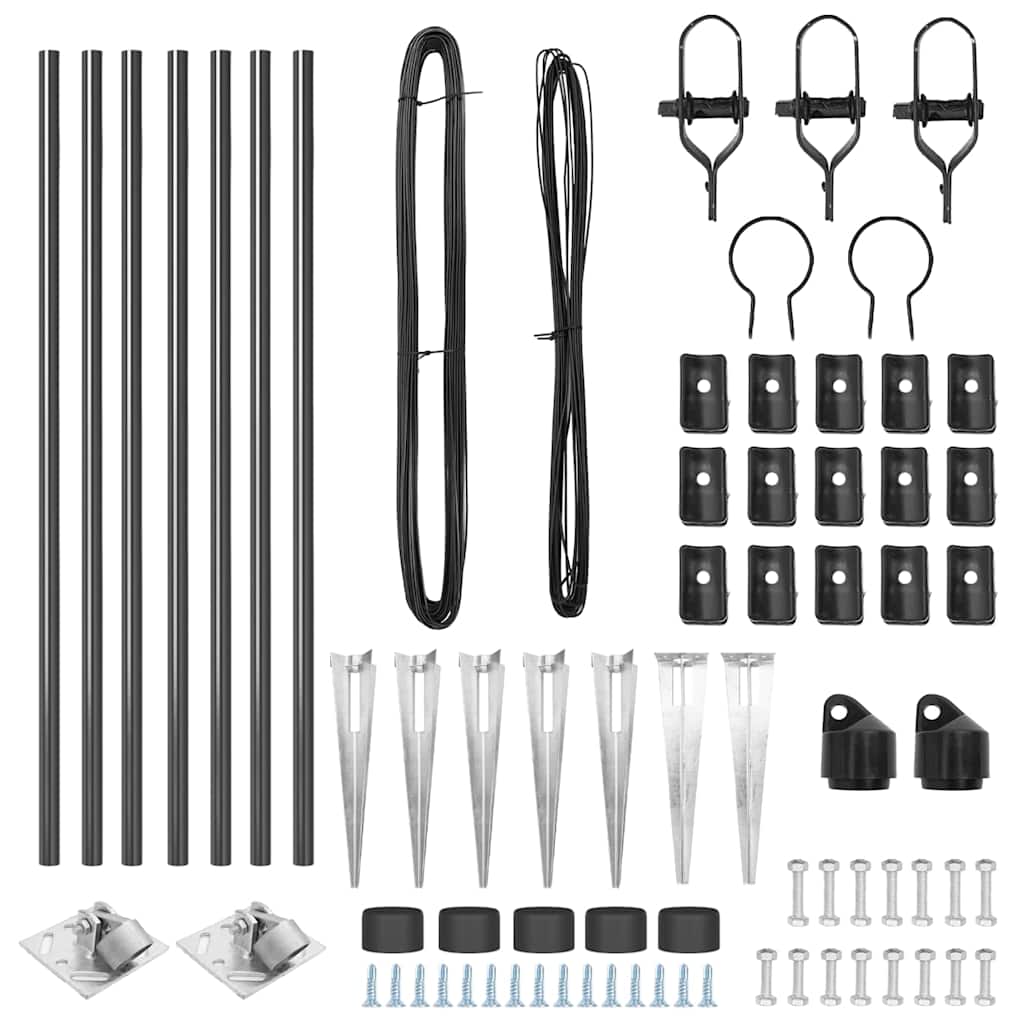 Afrasteringspaal 7 pcs Grijs Staal