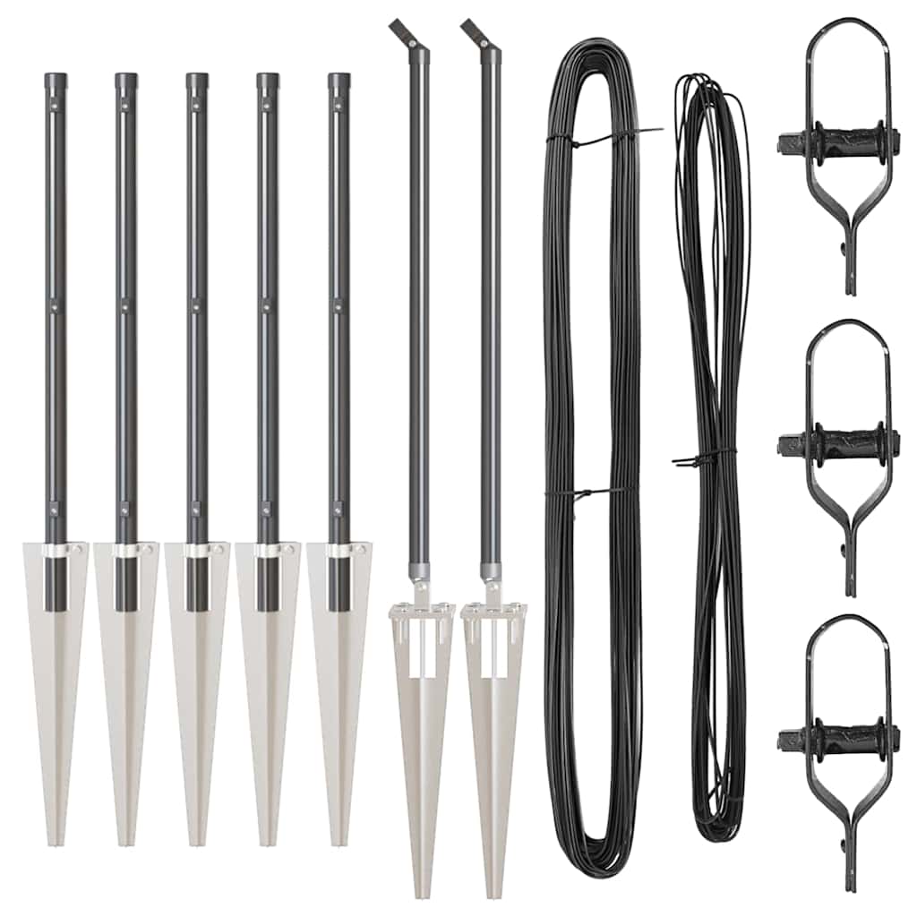 Afrasteringspaal 7 pcs Grijs Staal