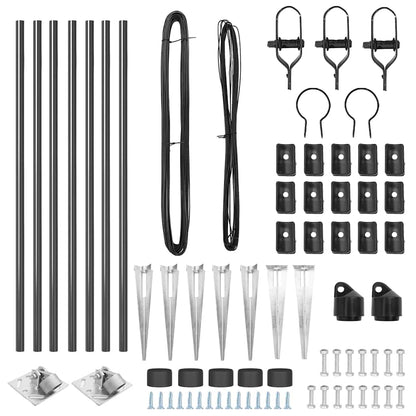 Afrasteringspaal 7 pcs Grijs Staal