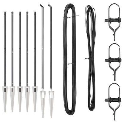 Afrasteringspaal 7 pcs Grijs Staal