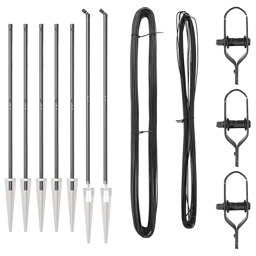 Afrasteringspaal 7 pcs Grijs Staal