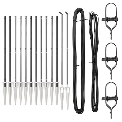 Afrasteringspaal 13 pcs Grijs Staal
