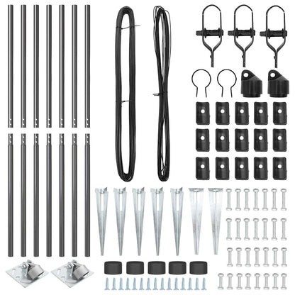 Afrasteringspaal 7 pcs Grijs Staal