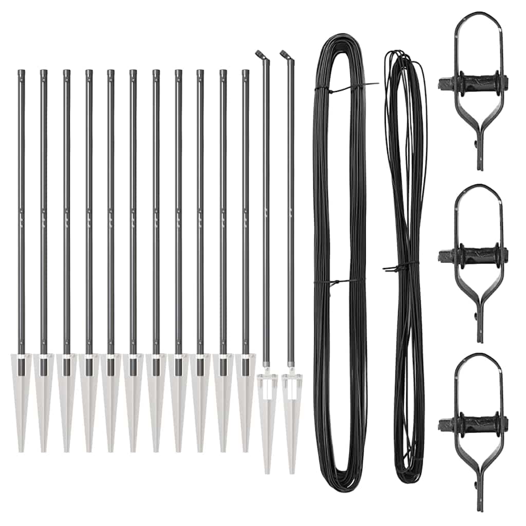 Afrasteringspaal 13 pcs Grijs Staal