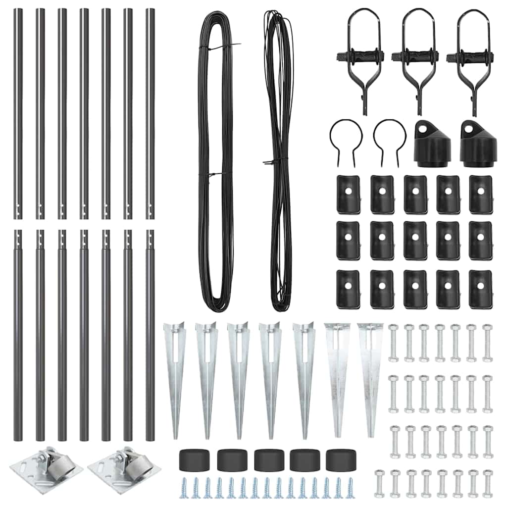 Afrasteringspaal 7 pcs Grijs Staal