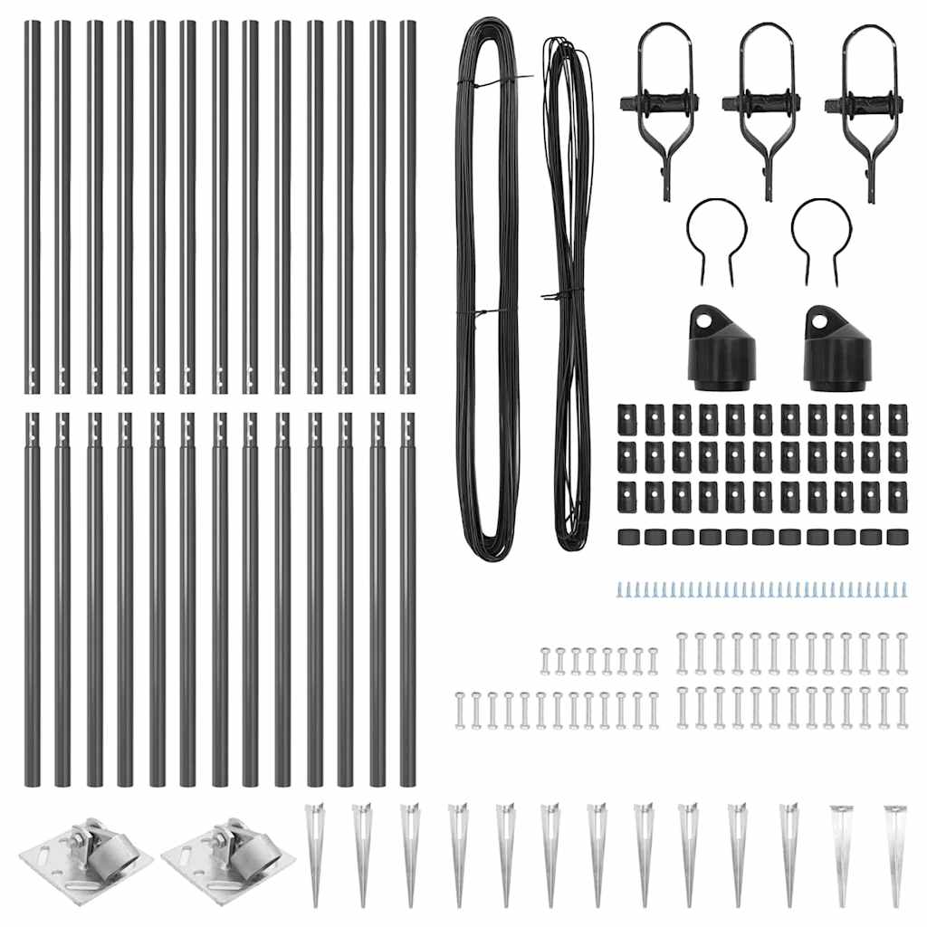 Afrasteringspaal 13 pcs Grijs Staal