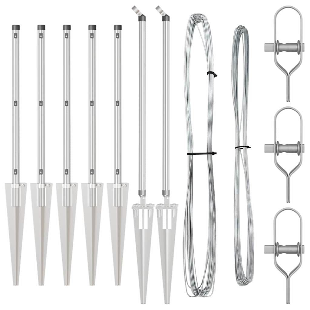 Afrasteringspaal 7 pcs Zilver Staal
