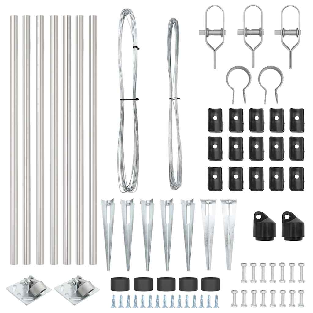 Afrasteringspaal 7 pcs Zilver Staal