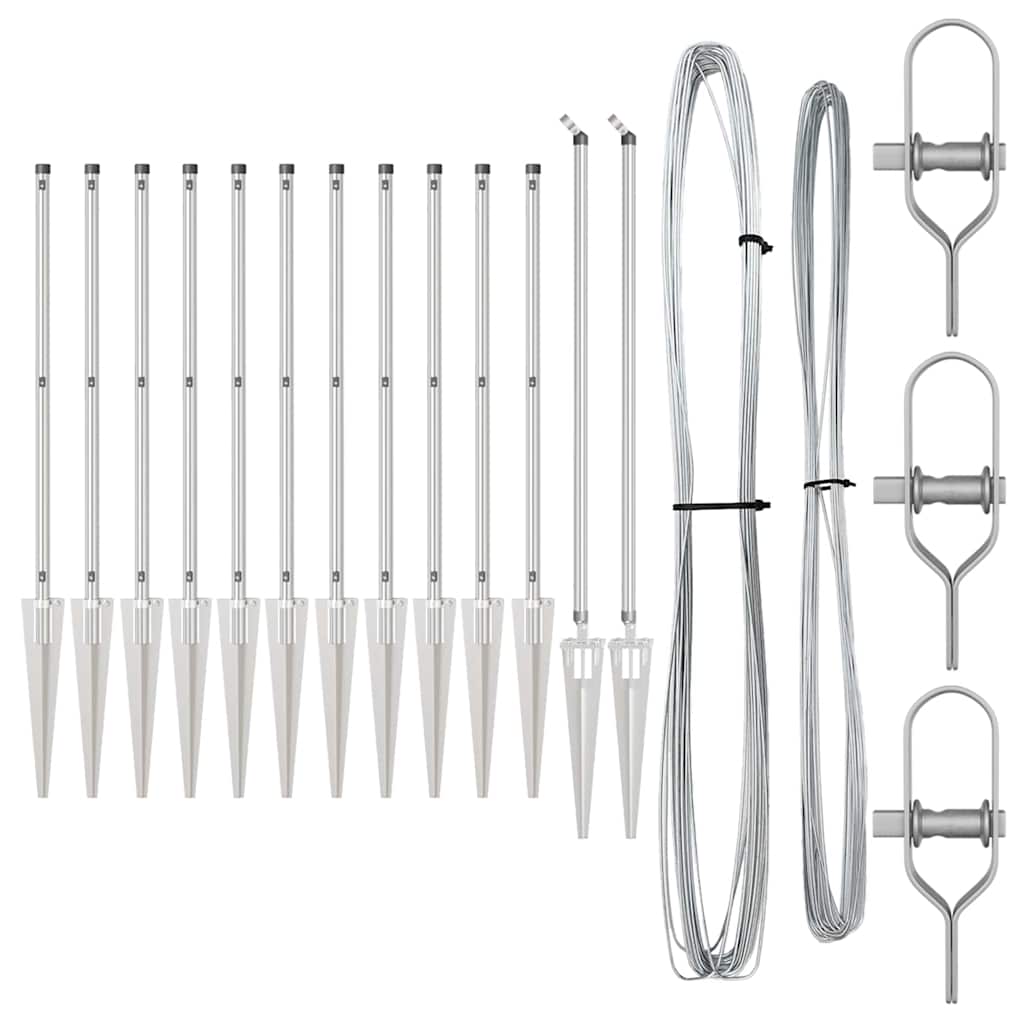 Afrasteringspaal 13 pcs Zilver Staal