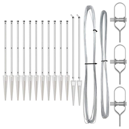 Afrasteringspaal 13 pcs Zilver Staal
