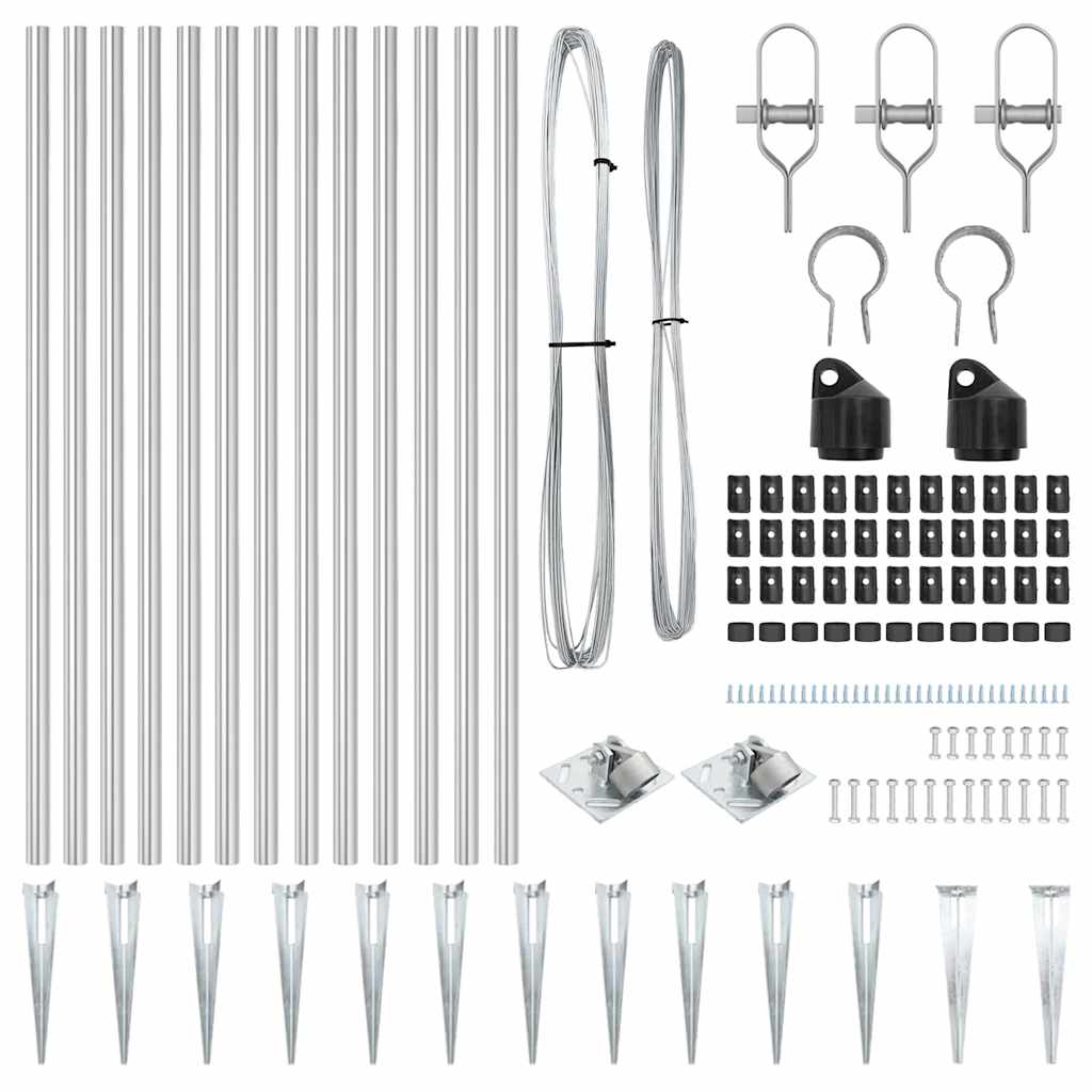 Afrasteringspaal 13 pcs Zilver Staal