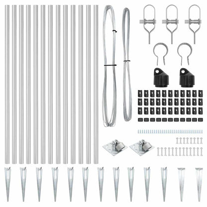 Afrasteringspaal 13 pcs Zilver Staal