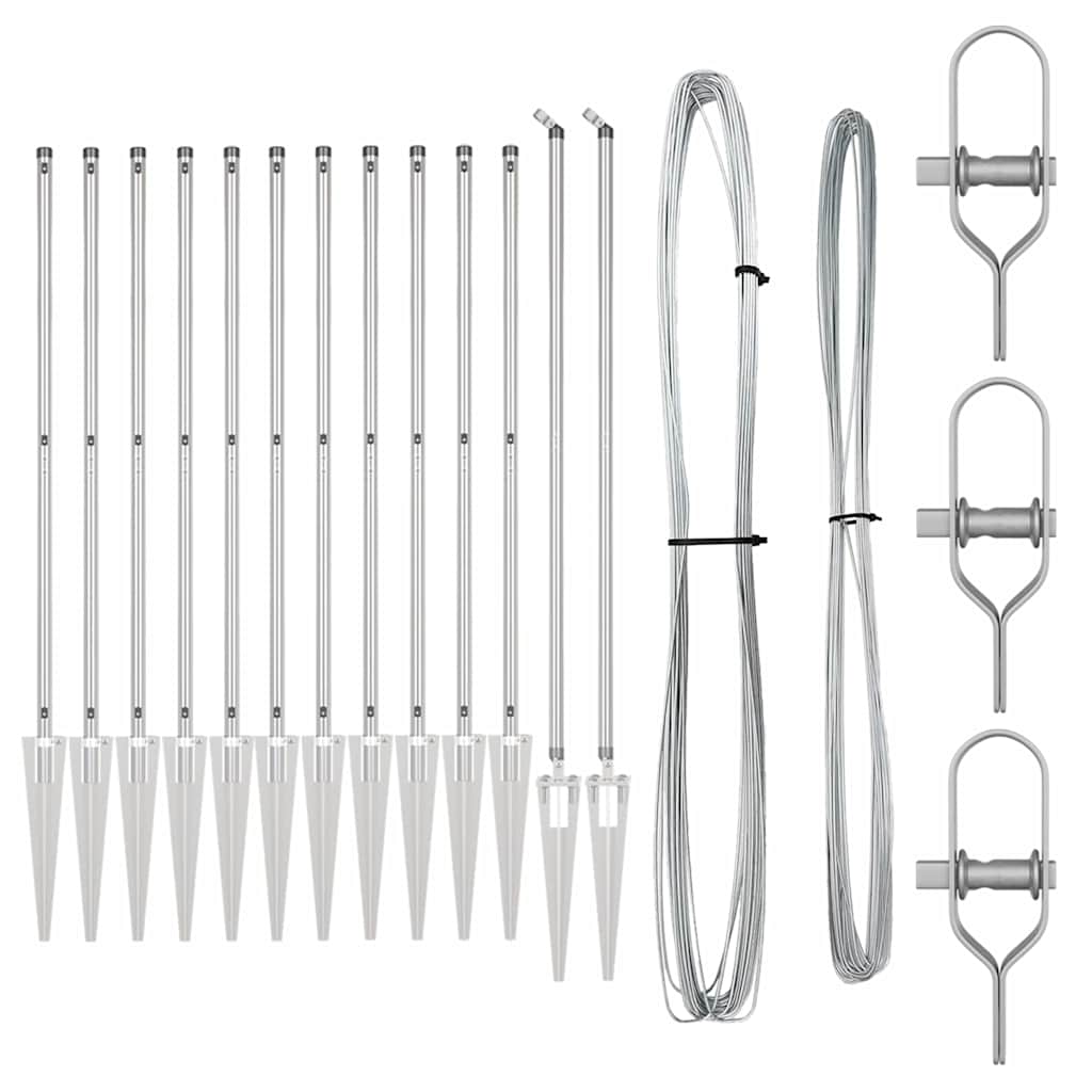 Afrasteringspaal 13 pcs Zilver Staal