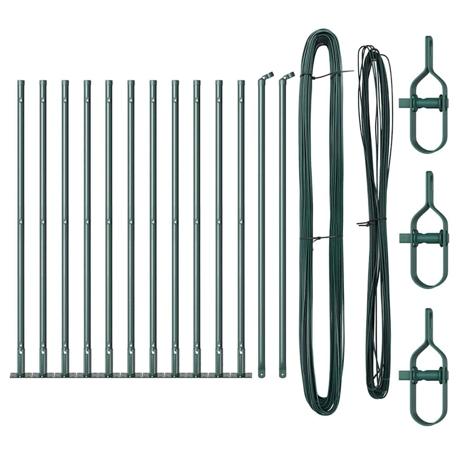 Afrasteringspaal 13 pcs Groen Staal