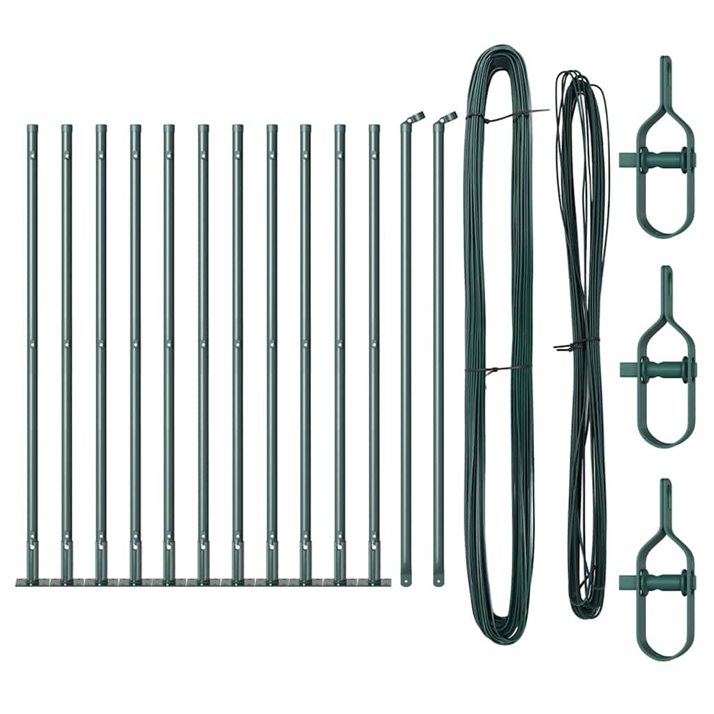 Hekpalen set met spike 13 pcs Groen Ø32mm 70 cm Metaal