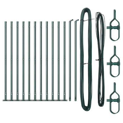 Hekpalen set met spike 13 pcs Groen Ø32mm 70 cm Metaal