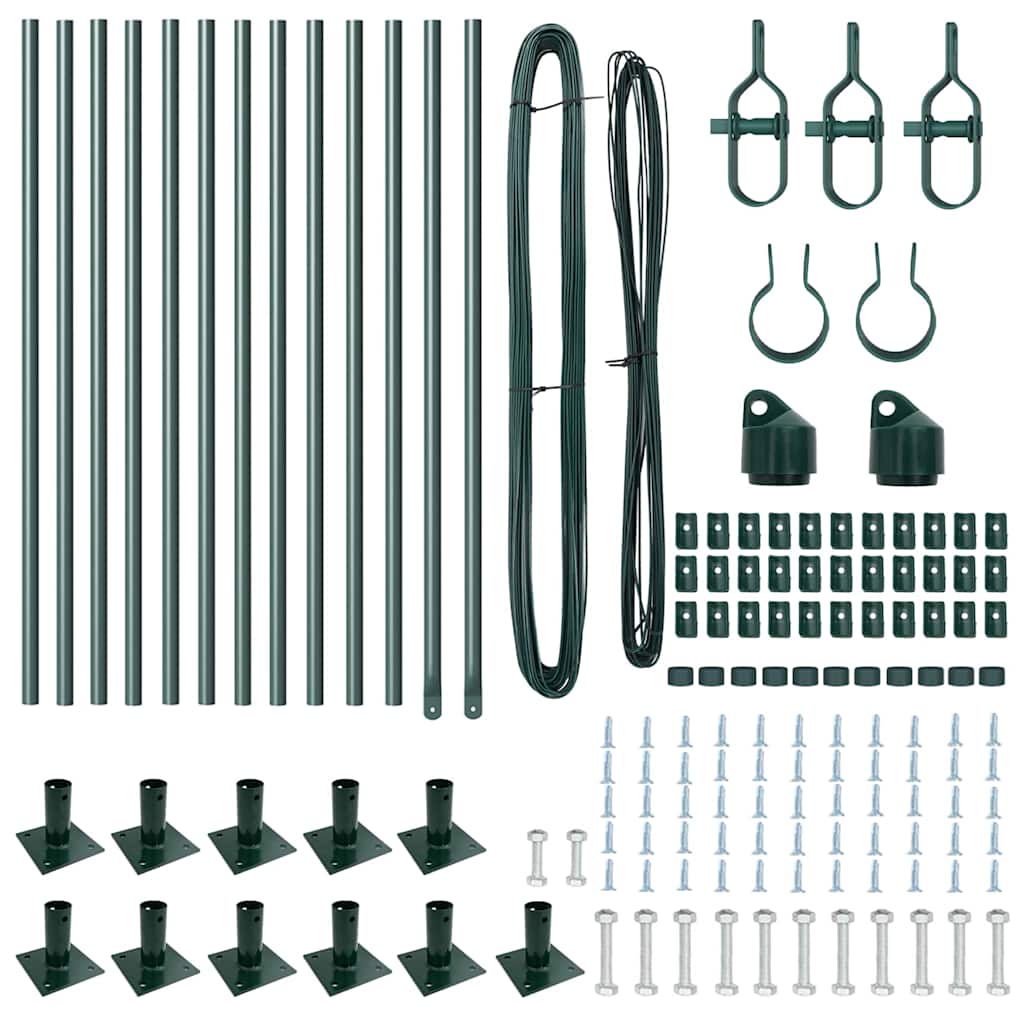 Hekpalen set met spike 13 pcs Groen Ø32mm 70 cm Metaal