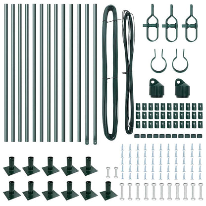 Hekpalen set met spike 13 pcs Groen Ø32mm 70 cm Metaal