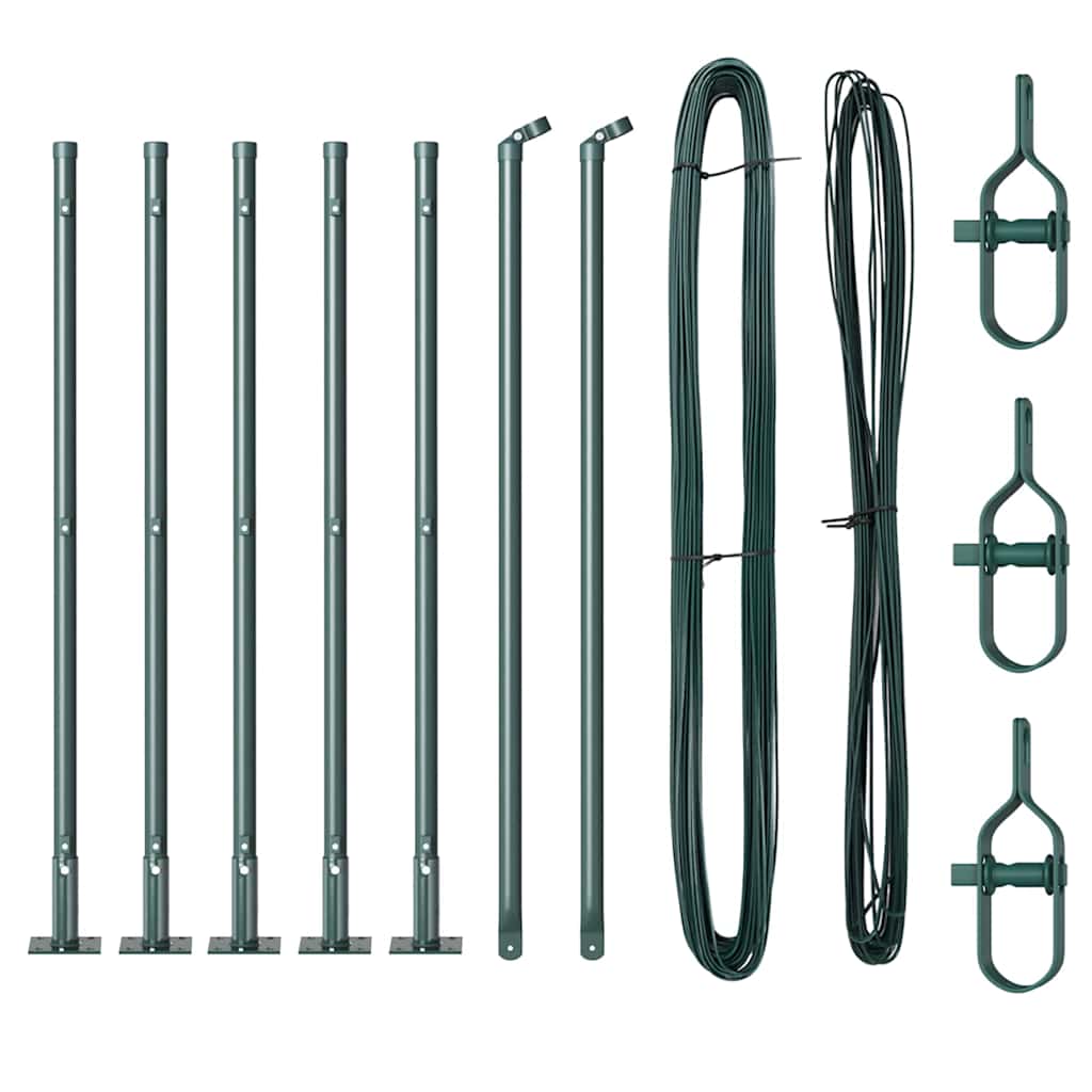 Afrasteringspaal 7 pcs Groen Staal