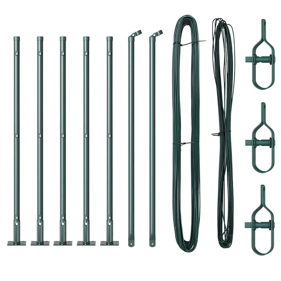 Afrasteringspaal 7 pcs Groen Staal