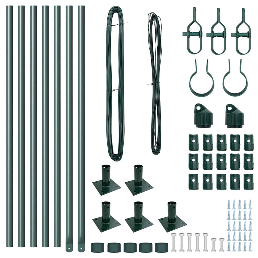 Afrasteringspaal 7 pcs Groen Staal