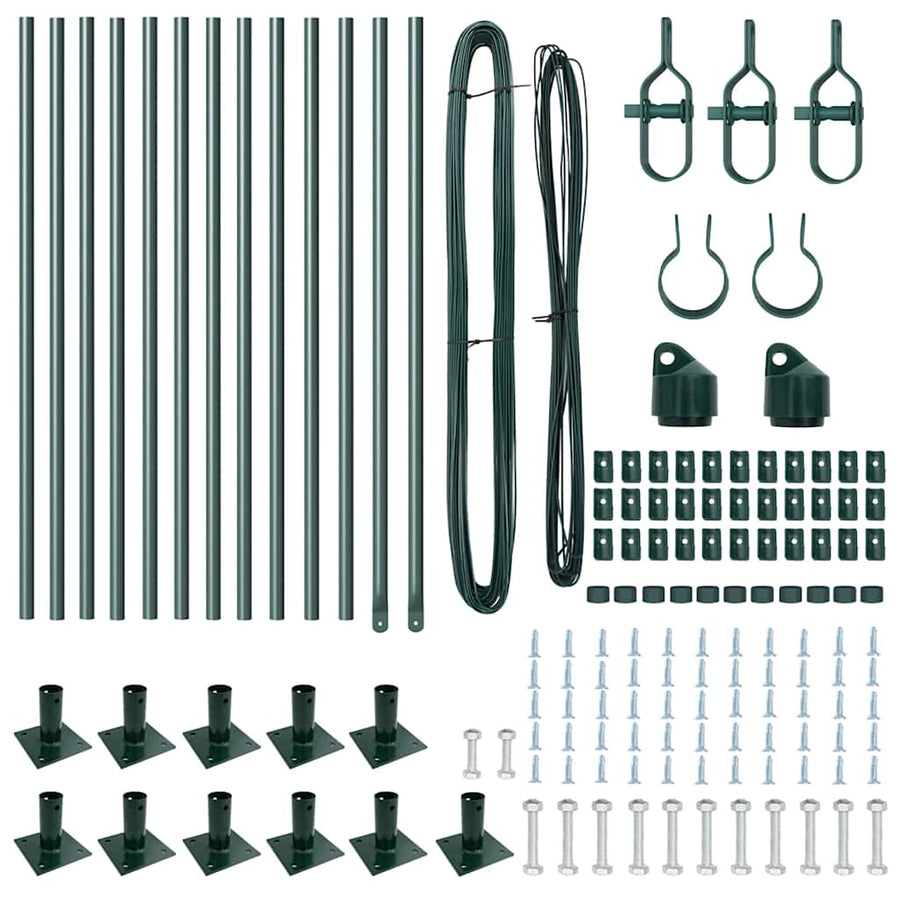 Afrasteringspaal 13 pcs Groen Staal