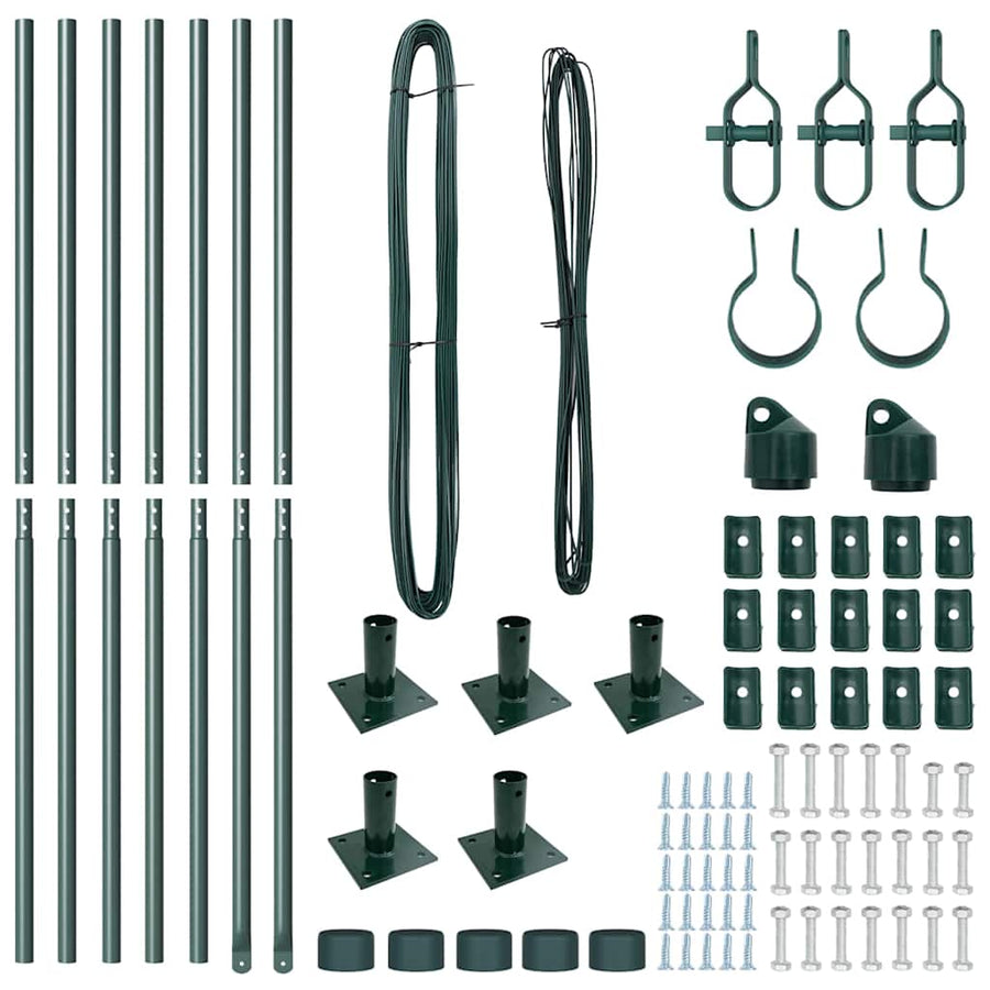 Afrasteringspaal 7 pcs Groen Staal