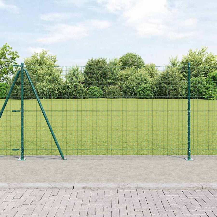 Afrasteringspaal 7 pcs Groen Staal