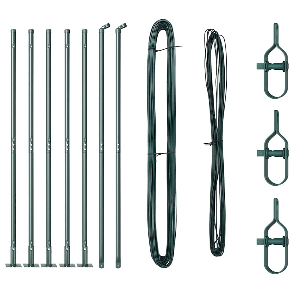 Afrasteringspaal 7 pcs Groen Staal